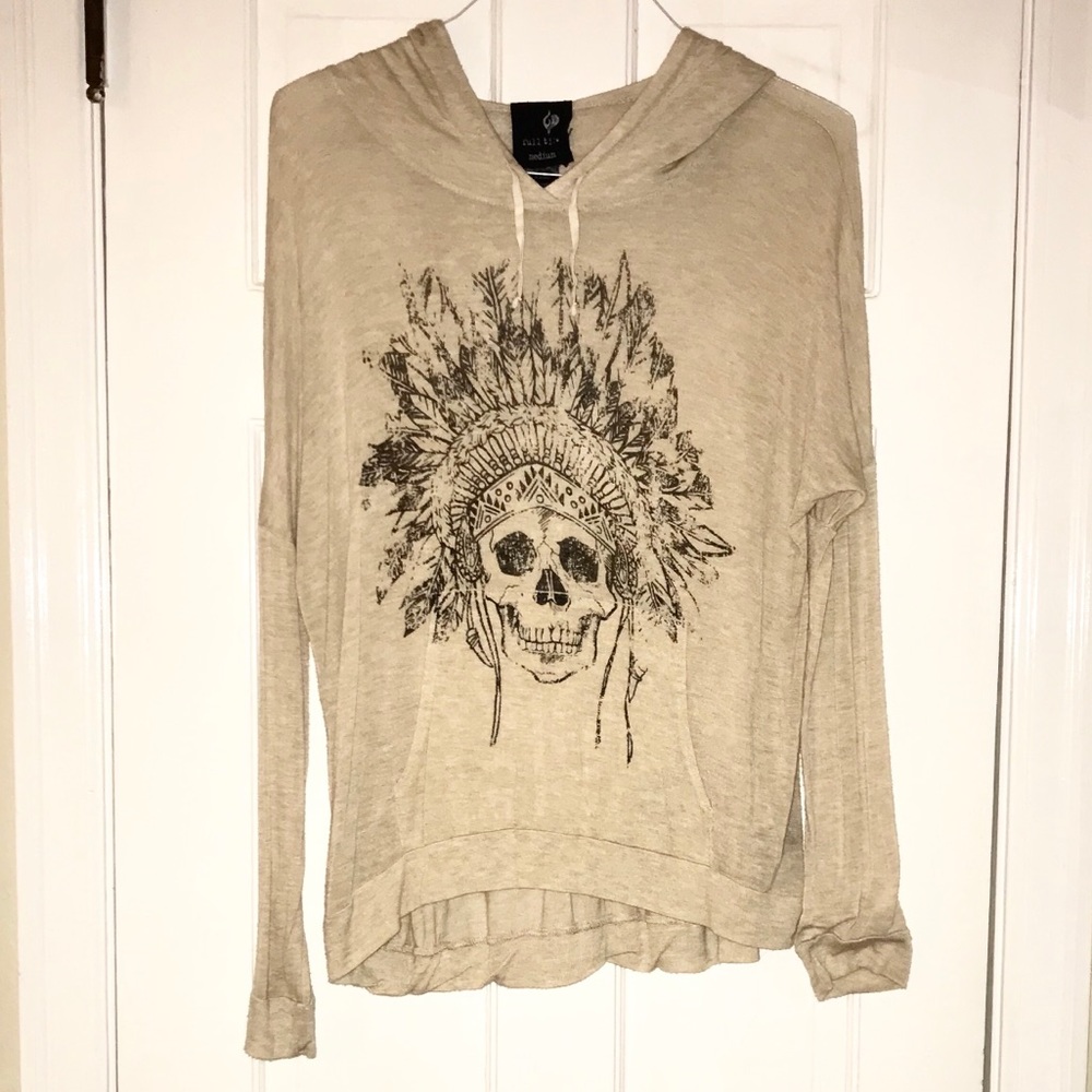 Cream Skull Hoodie